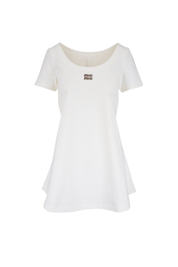 Miu Miu White Cotton Mini T-Shirt Dress - view 1