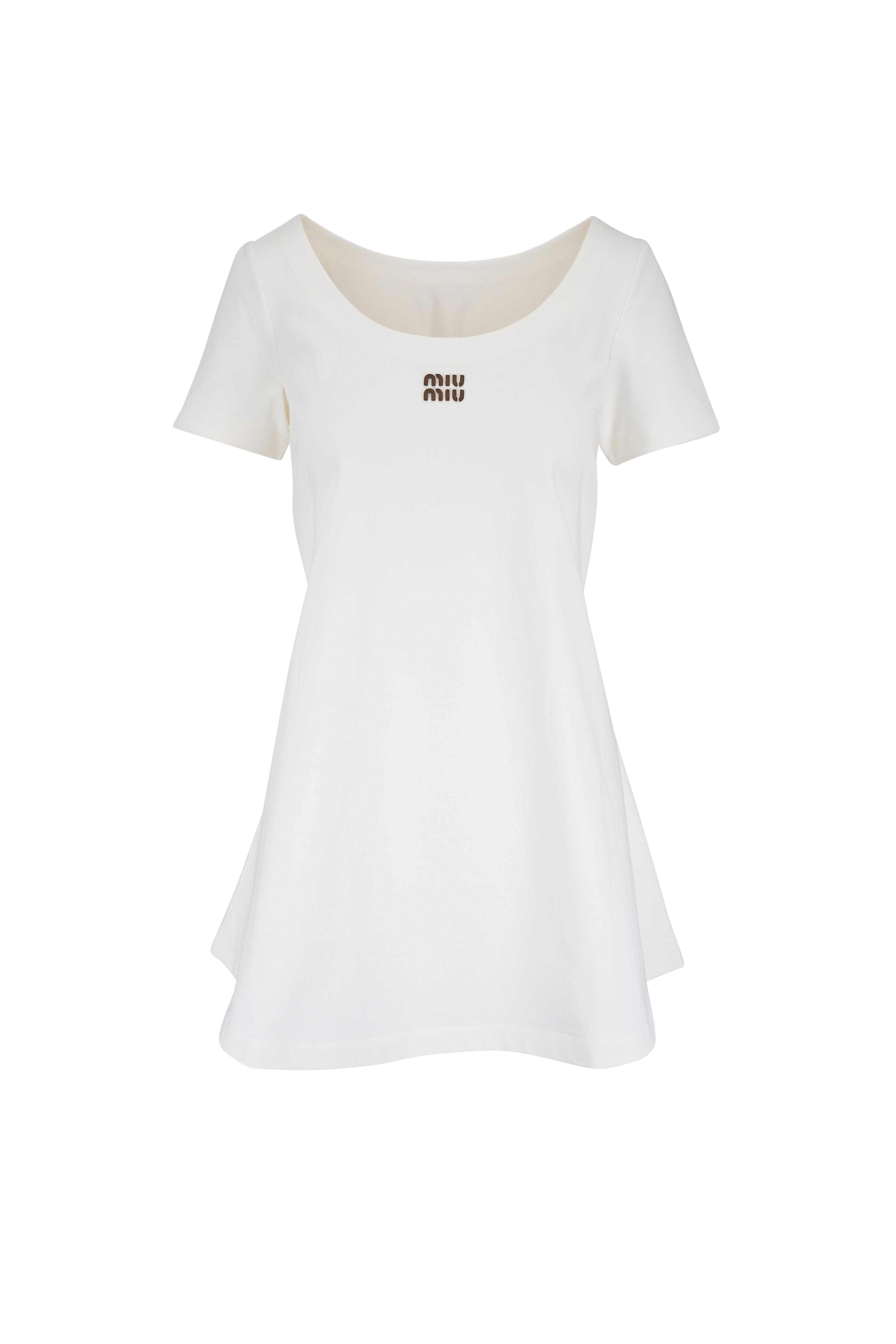 Miu Miu - White Cotton Mini T-Shirt Dress