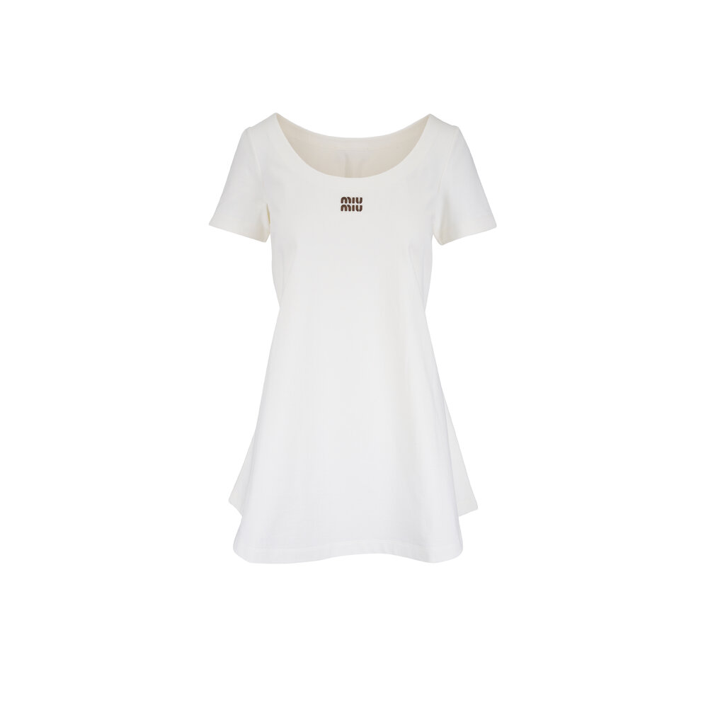 miu miu t shirt dress Miu Miu Jersey Mini-dress, Woman, White, Size 38