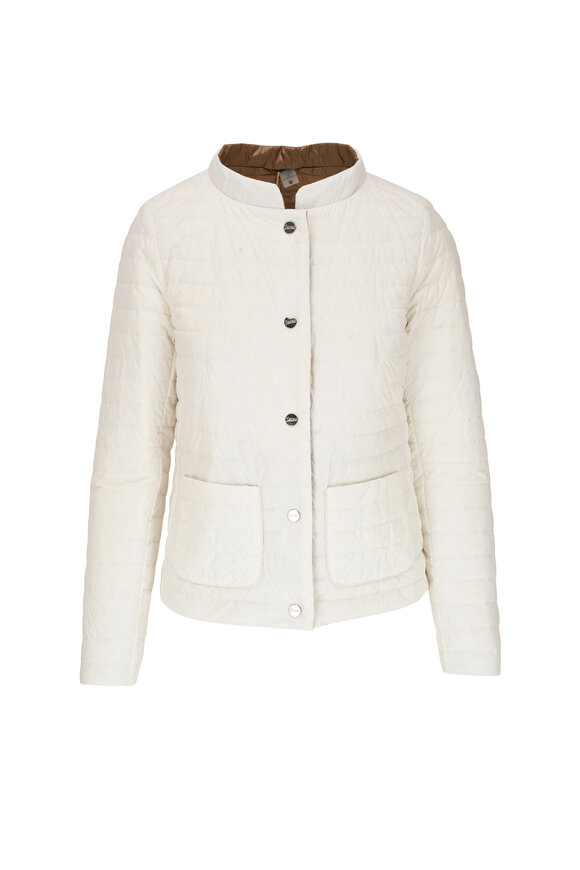 Herno White & Brown Nylon Reversible Short Coat 