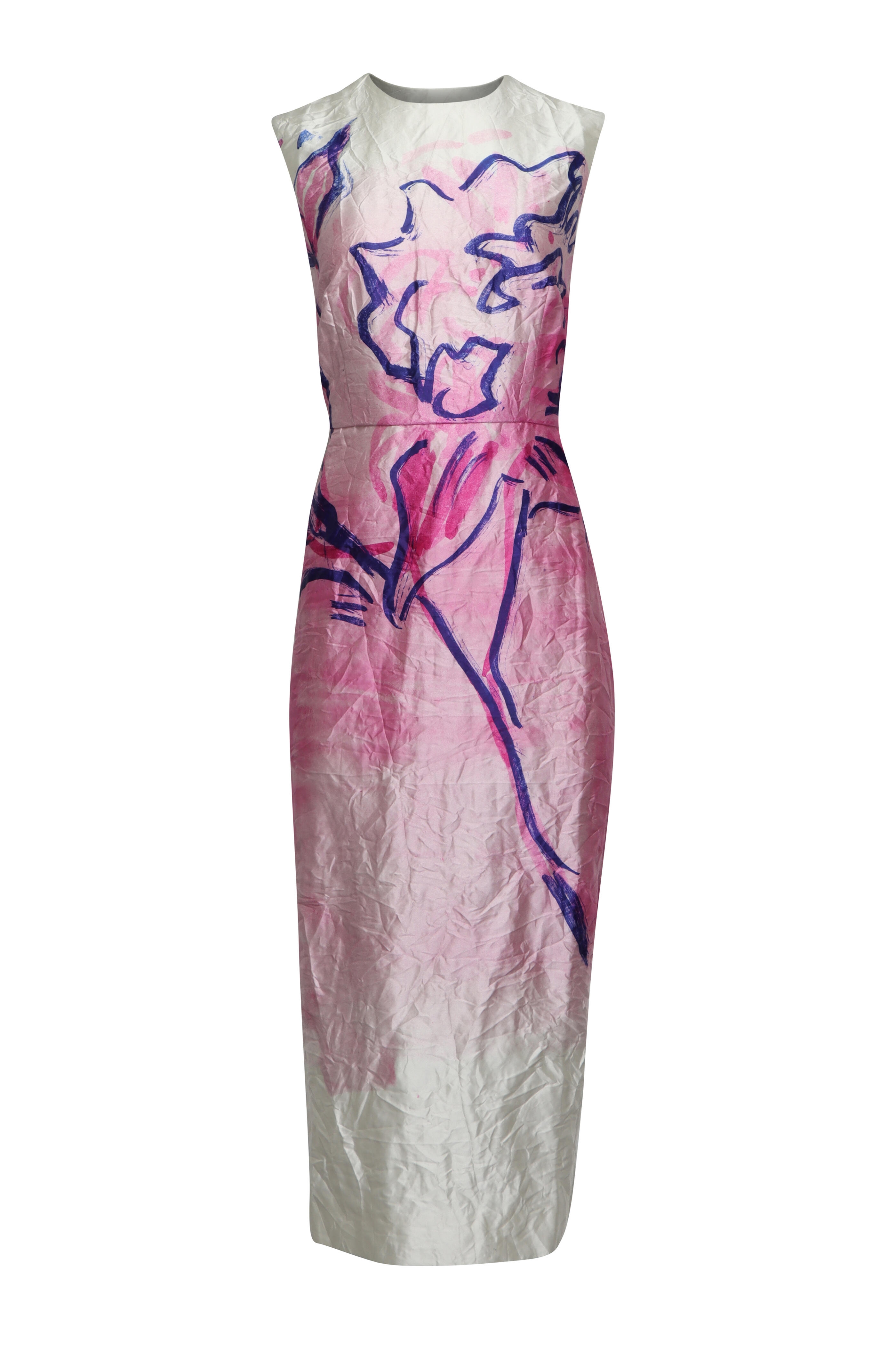Erdem - Illustration Peony Sleeveless Pencil Midi Dress