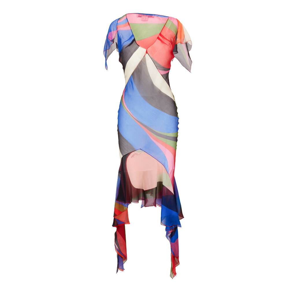 ワンピース MULTICOLOR SILK DRESS Pucci - Multicolor Crepe Silk Dress | Mitchell Stores