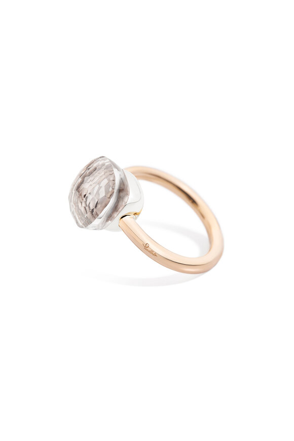 Pomellato 18k Rose Gold White Topaz Petite Nudo Ring - view 2