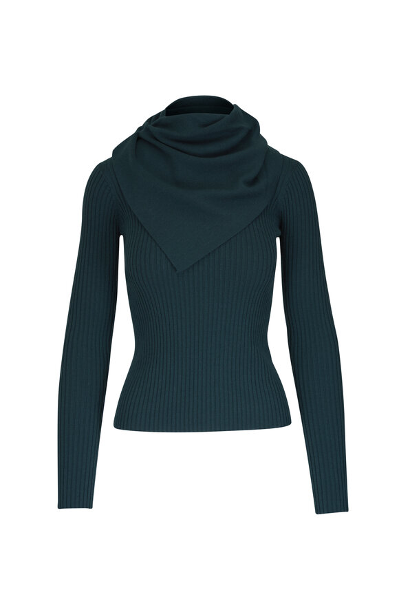 Zimmermann Valiant Bottle Green Wool Scarf Top - view 1