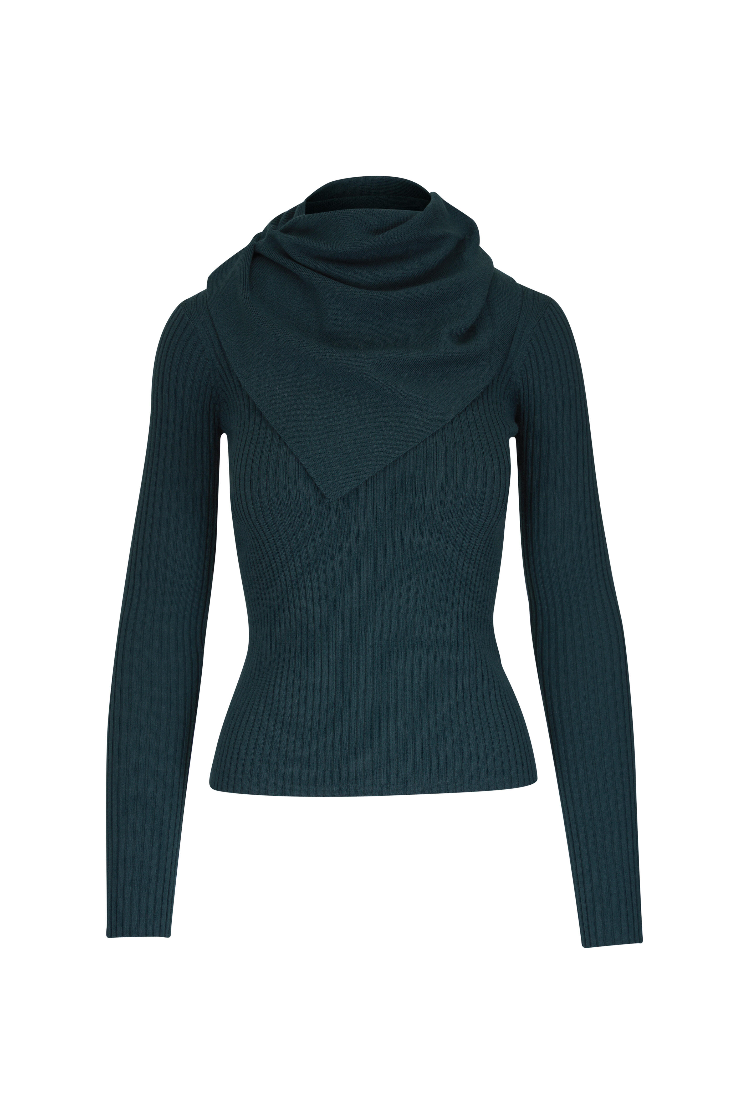 Zimmermann - Valiant Bottle Green Wool Scarf Top - view 1