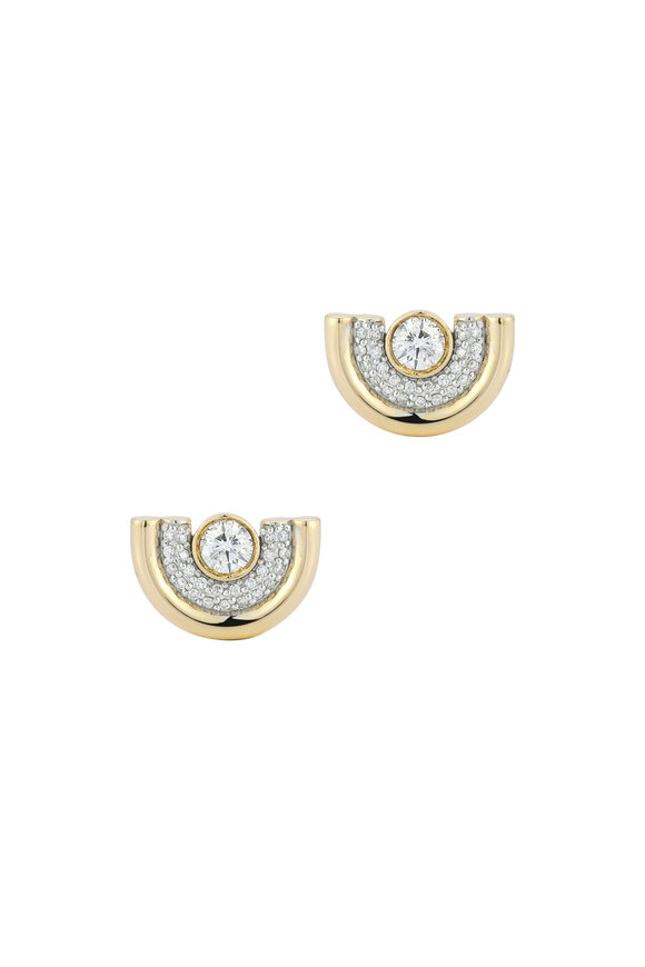 Walters Faith - Thoby 18K Gold & Diamond Tubular Stud Earrings 