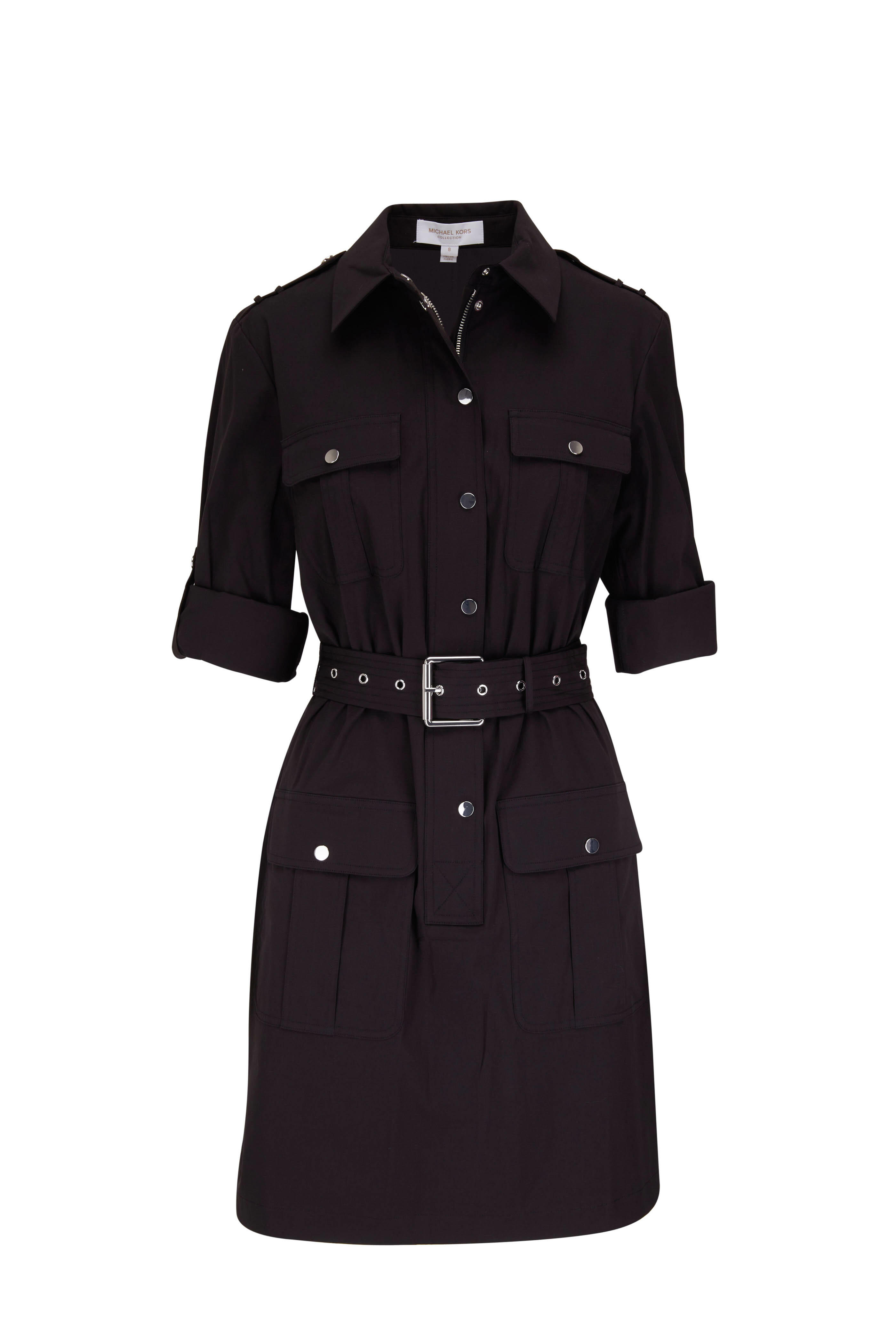 Michael Kors Womens Black Maxi Belted Pockets Shirt Dress retailer Size M $175 *DEFECT