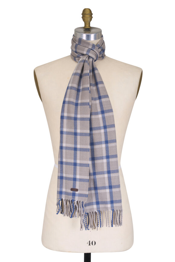 Eton Beige Check Merino Wool Scarf - view 1