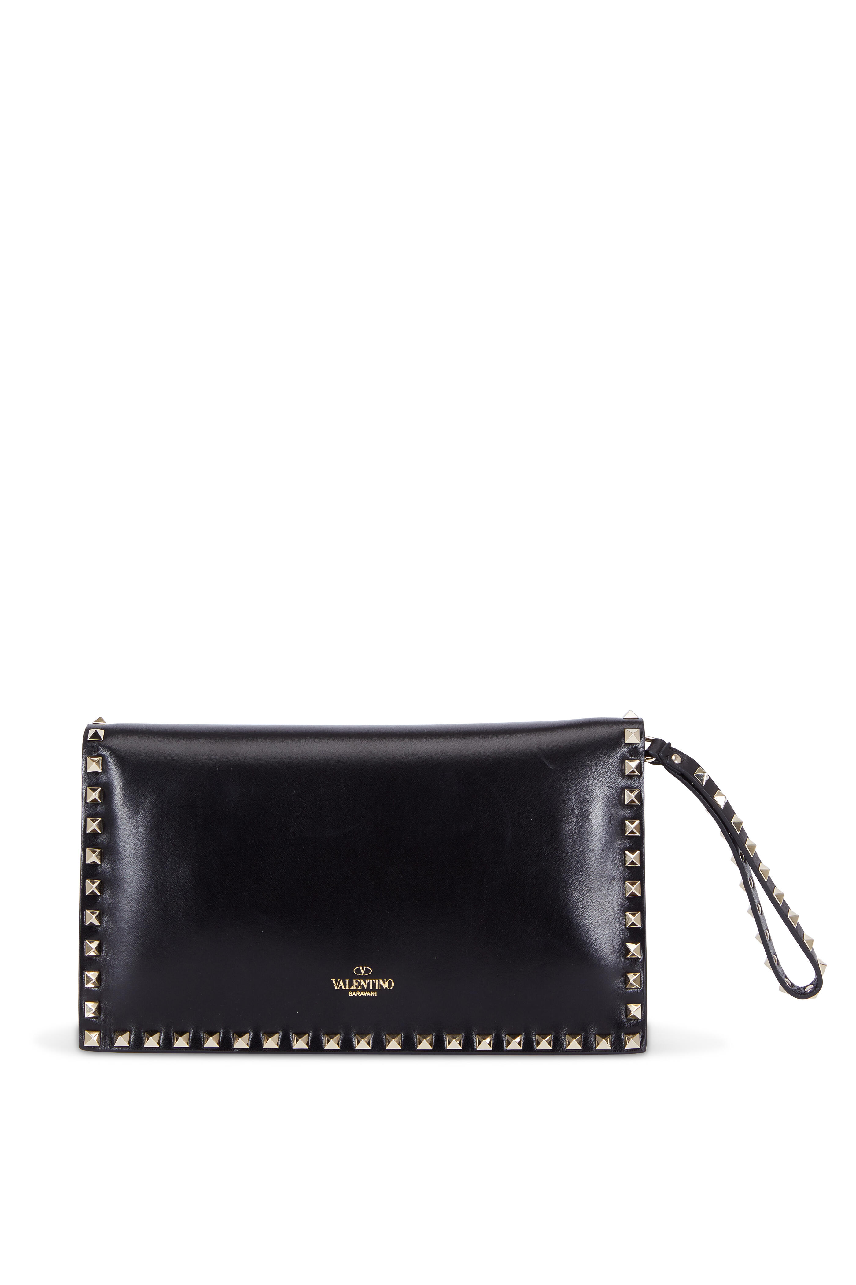 Valentino Garavani - Rockstud Black Leather Clutch