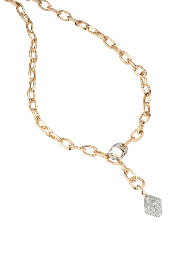 Walters Faith - Garnett 18K Gold Link Necklace & Diamond Clasp