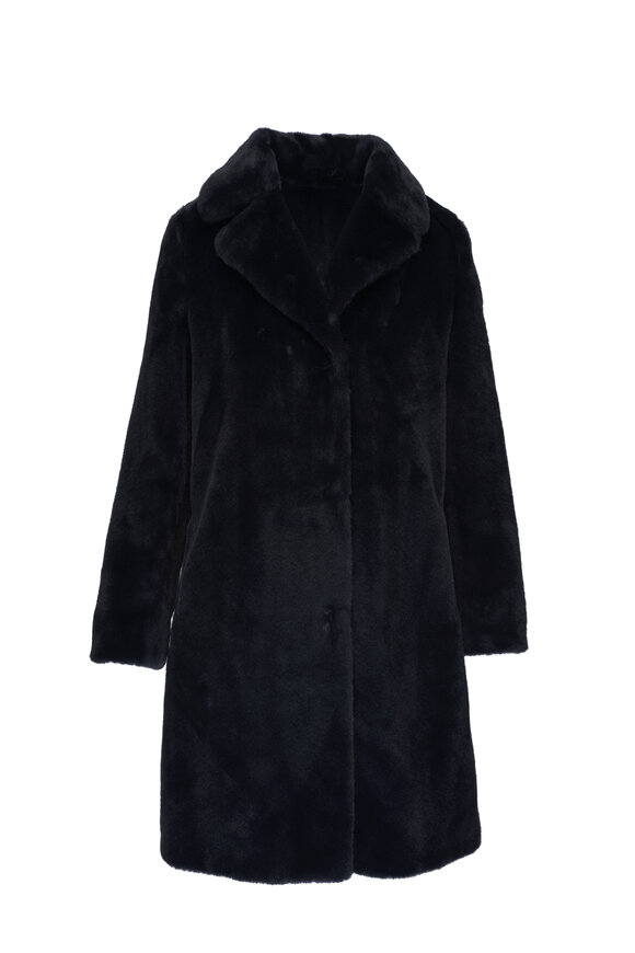 Herno Black Faux Fur Single Breasted Coat