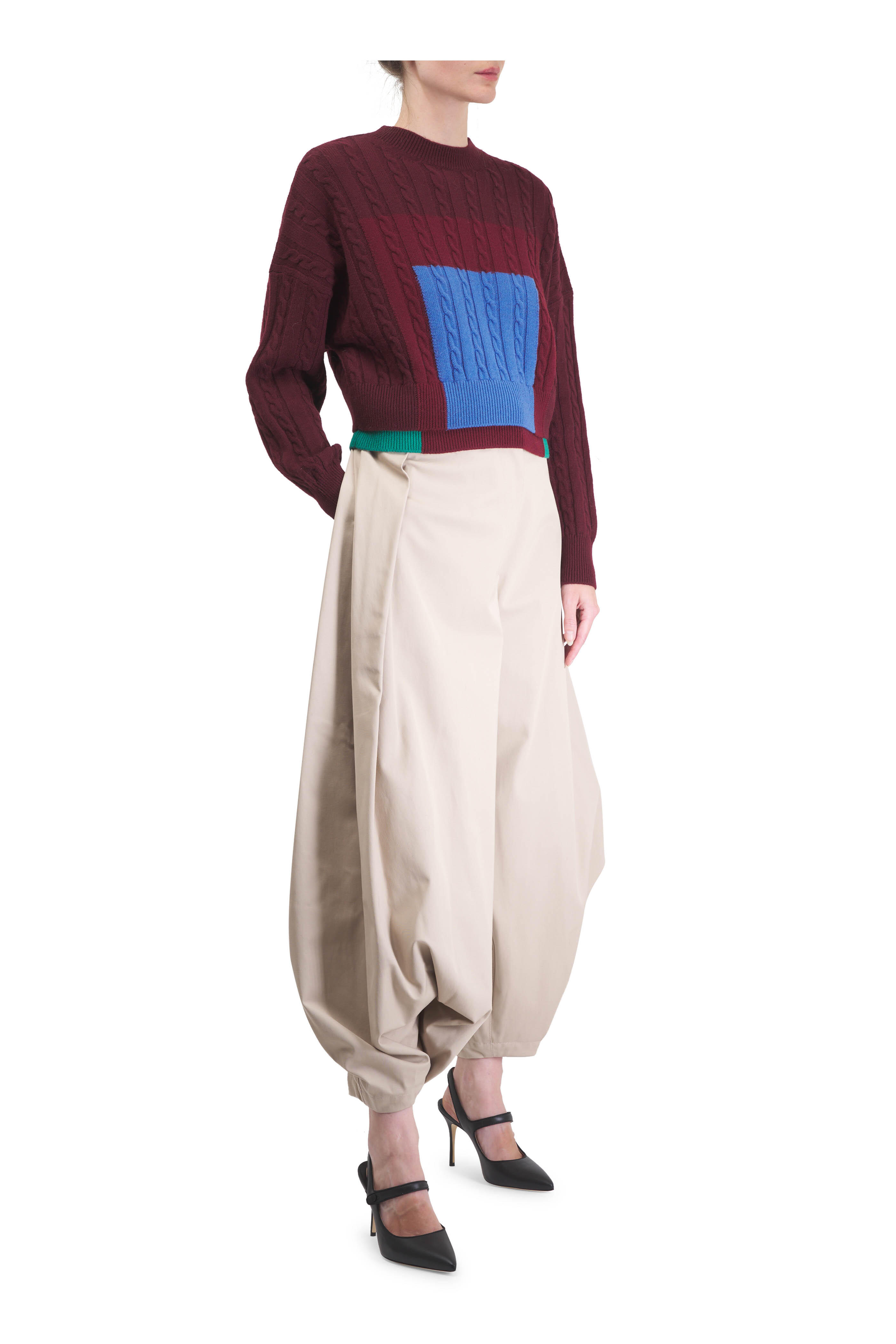 Loewe - Green & Red Multicolor Cable Knit Layered Sweater