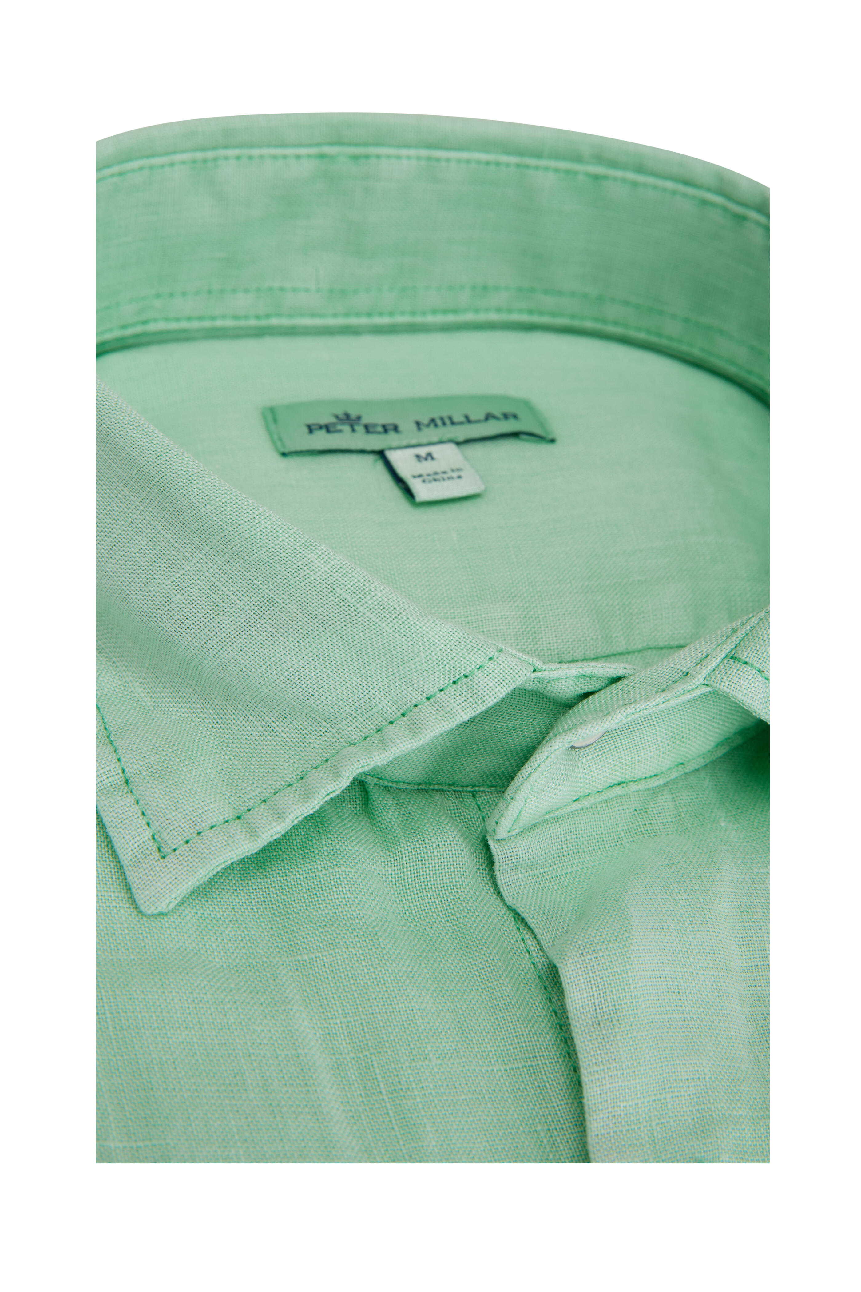 Peter Millar - Lime Coastal Linen Garment Dyed Sport Shirt