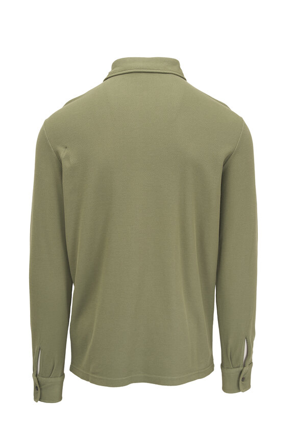 Loro Piana Victory Midnight Moss Piqué Long Sleeve Polo - view 2