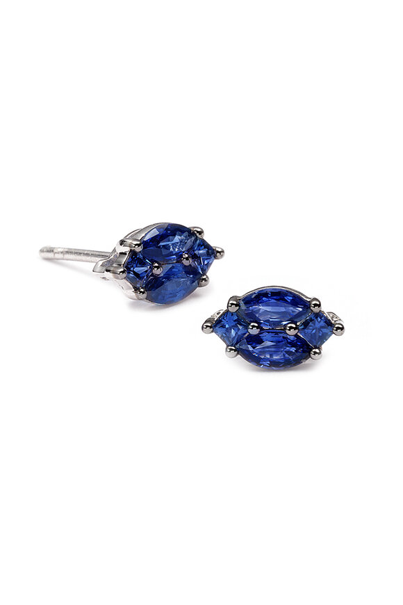 Nam Cho - Invisible Marquise Blue Sapphire Studs