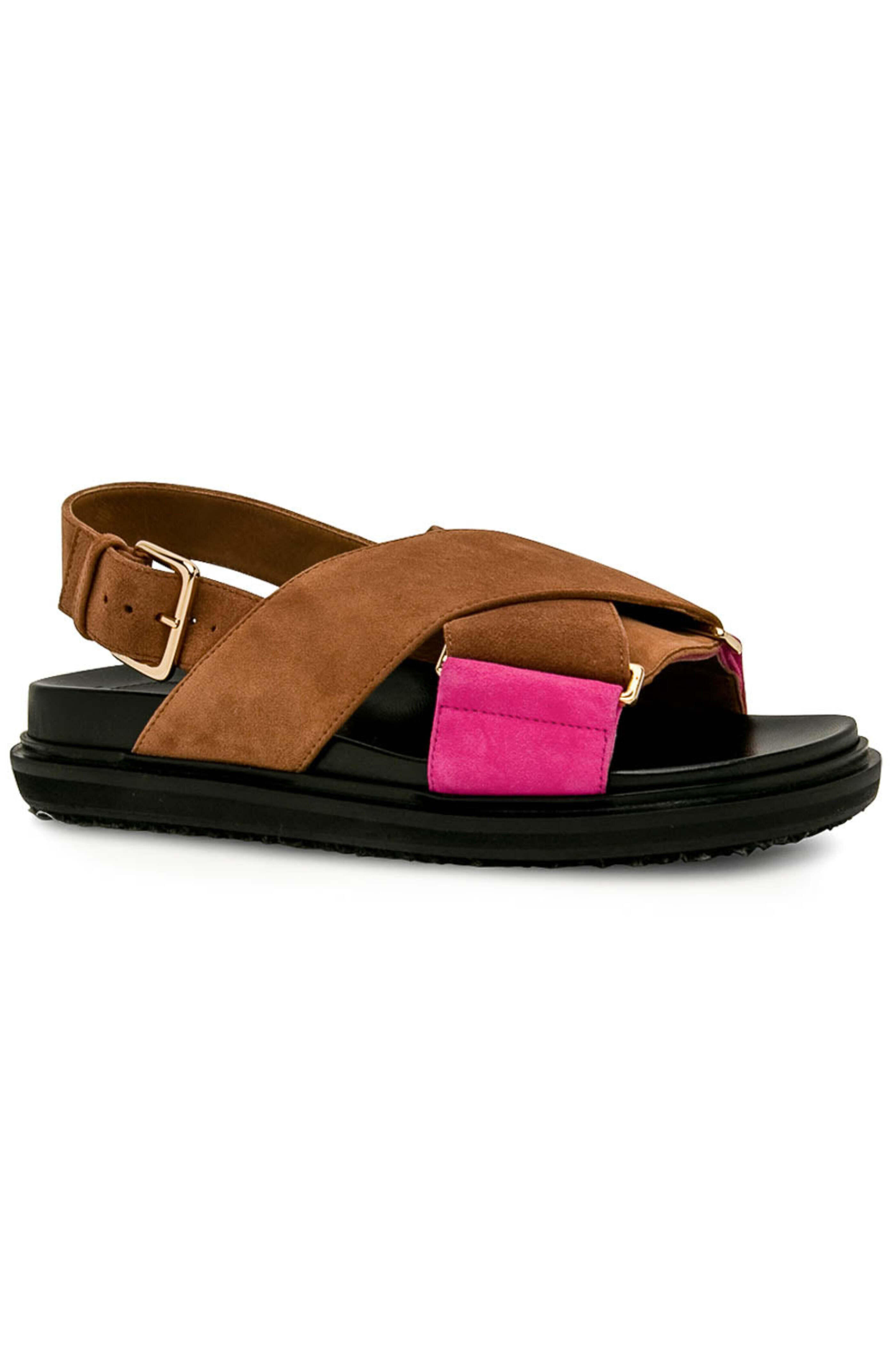 Marni - Brown and Fuchsia Crisscross Fussbett Sandal