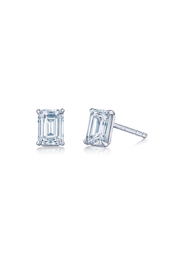 Kwiat Platinum Euro Cut Diamond Stud Earring