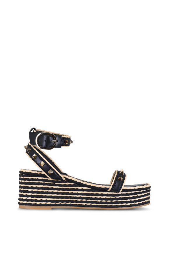Valentino Garavani Black Rockstud Platform Sandal, 45mm - view 4