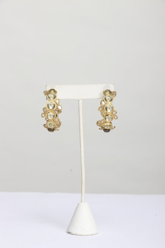 Coomi Serenity Spice Olive Quartz Hoop Earrings