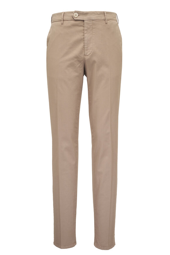Brunello Cucinelli Biscotti Flat Front Cotton Chino