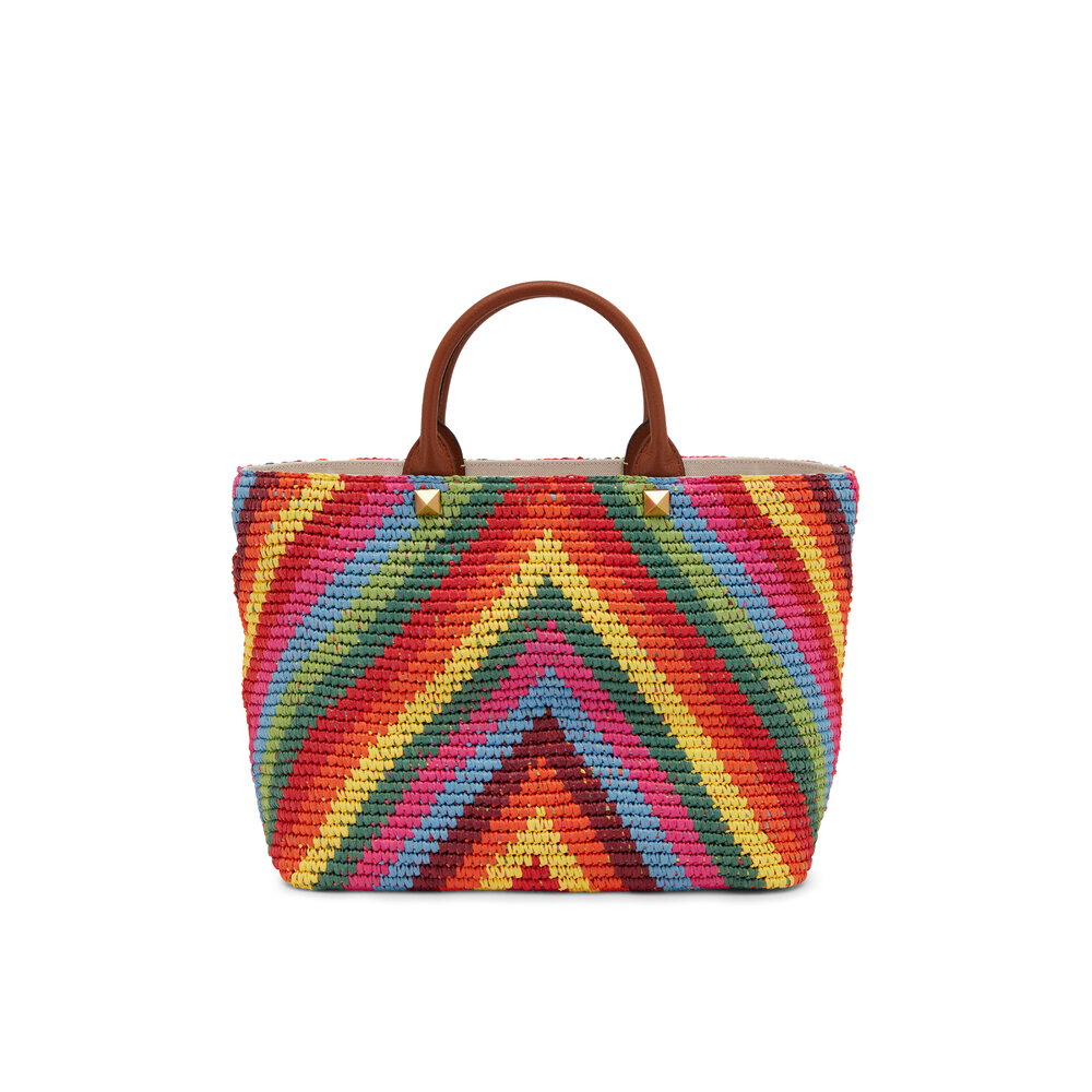 Valentino Garavani - Mulitcolor Chevron Stripe Raffia Summer Valentino Garavani - Mulitcolor Chevron Stripe Raffia Summer