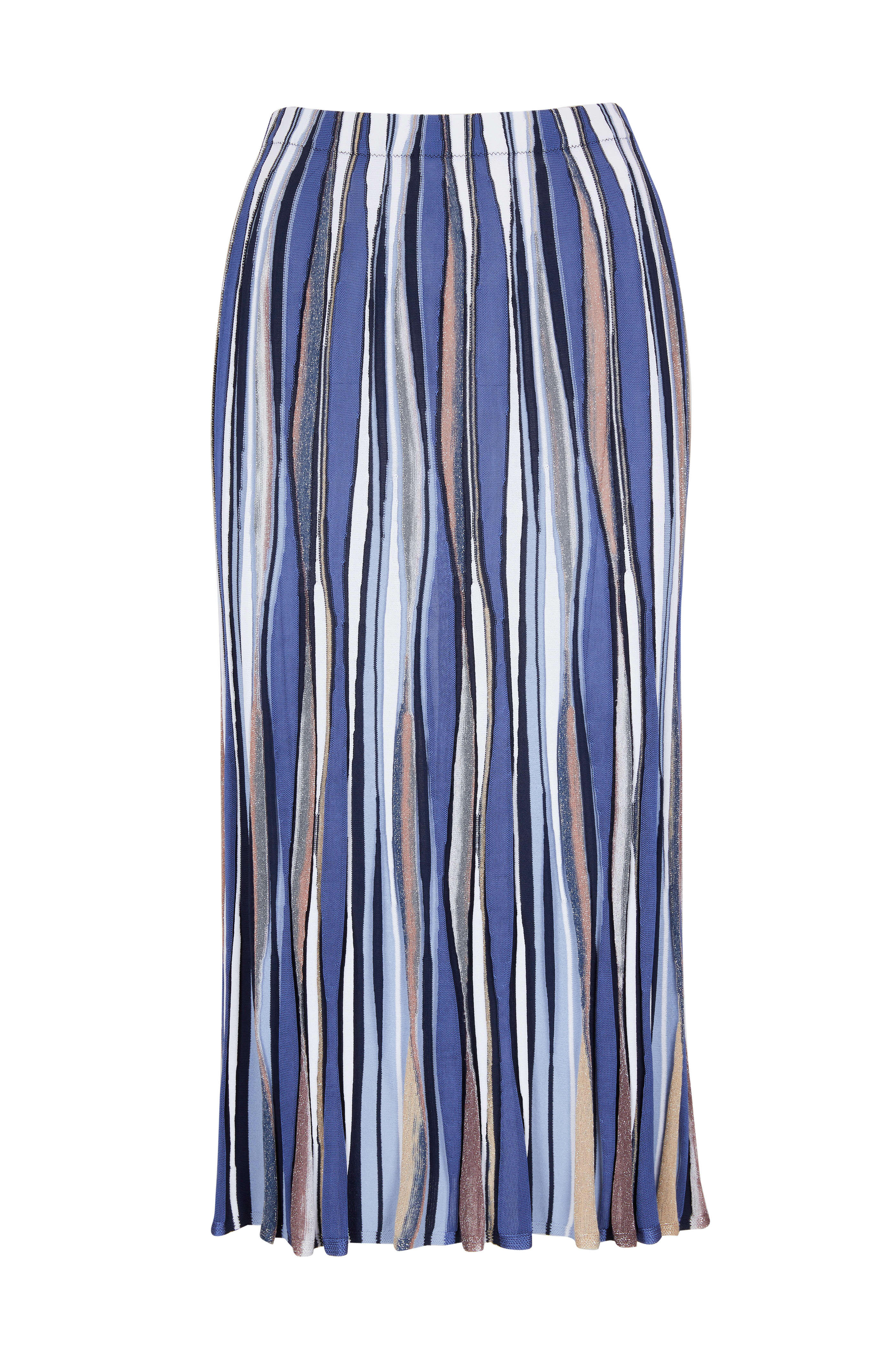 ワンピース A FERRETTI Women Mid Skirts A 0457 1618 0299 BLUE D.Exterior - Blue Metallic Wave Midi Skirt | Mitchell Stores