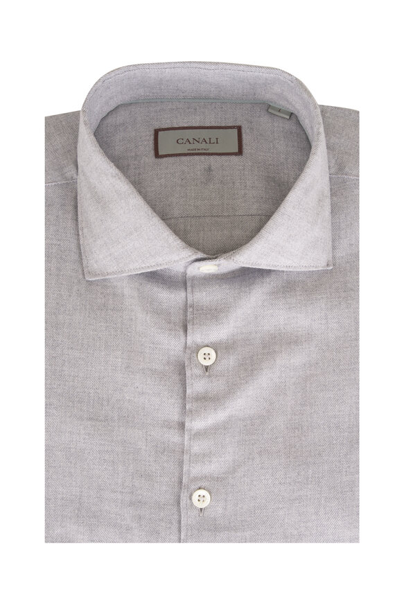 Canali Light Gray Cotton Sport Shirt - view 1