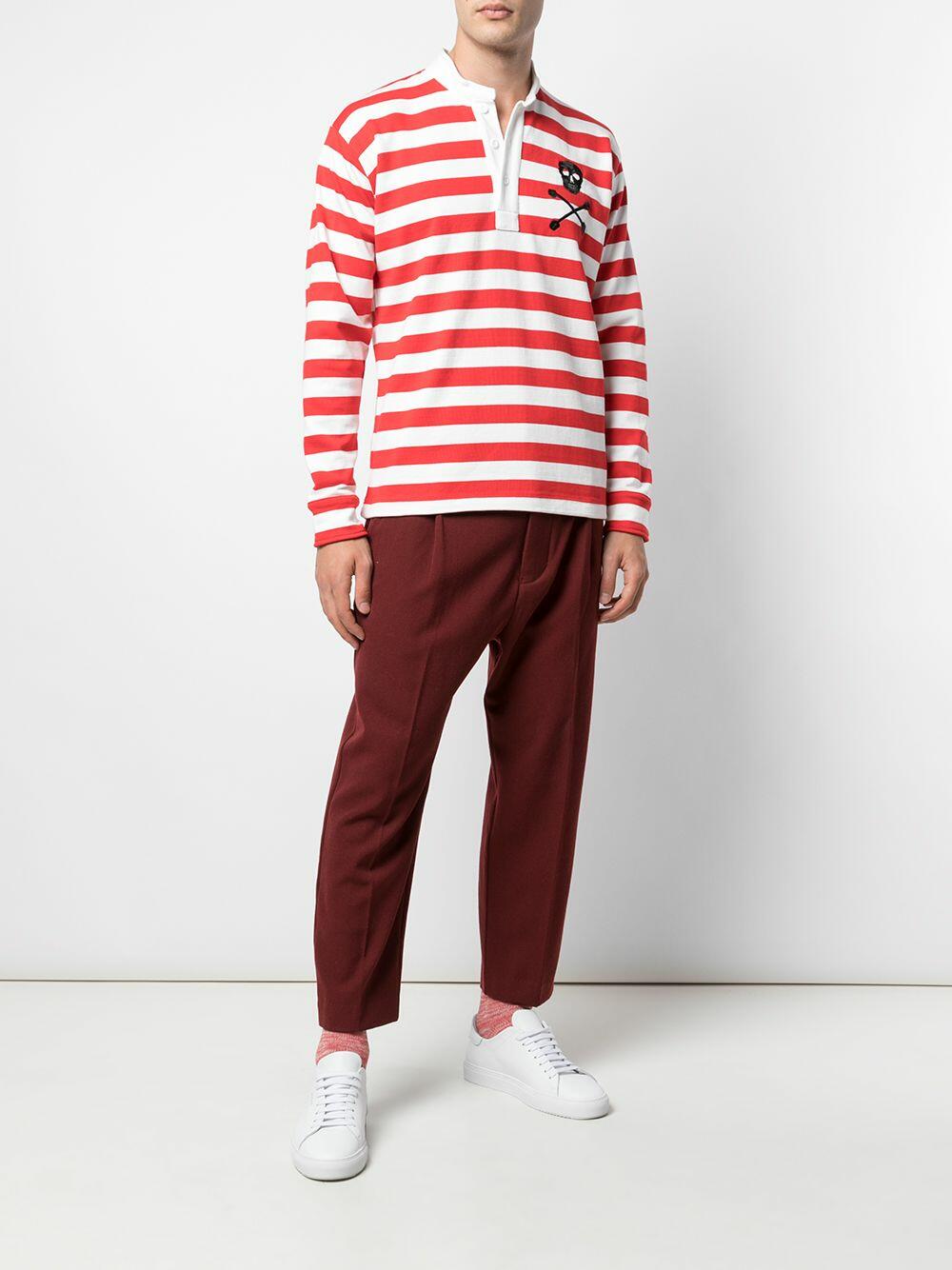 Rowing Blazers ラガーシャツ M 赤/白 Rowing Blazers - Original Red & White Striped Rugby Knit Top