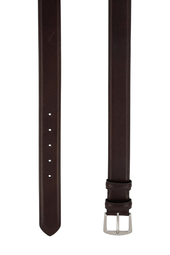 Loro Piana Alsavel Chocolate Calfskin Leather Belt  - view 2