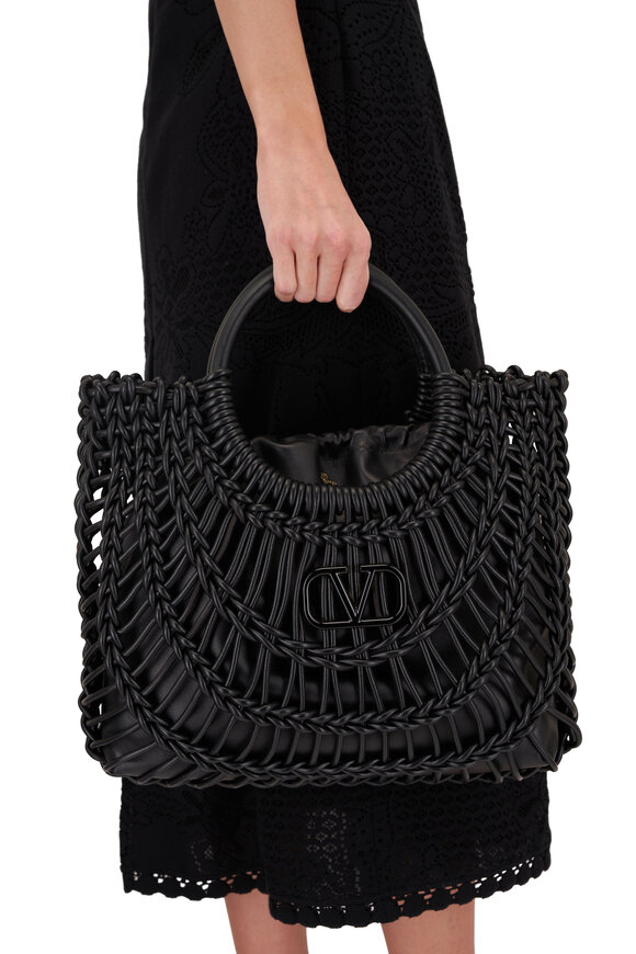 Valentino Garavani - Black Intreccio Open Weave Tote 