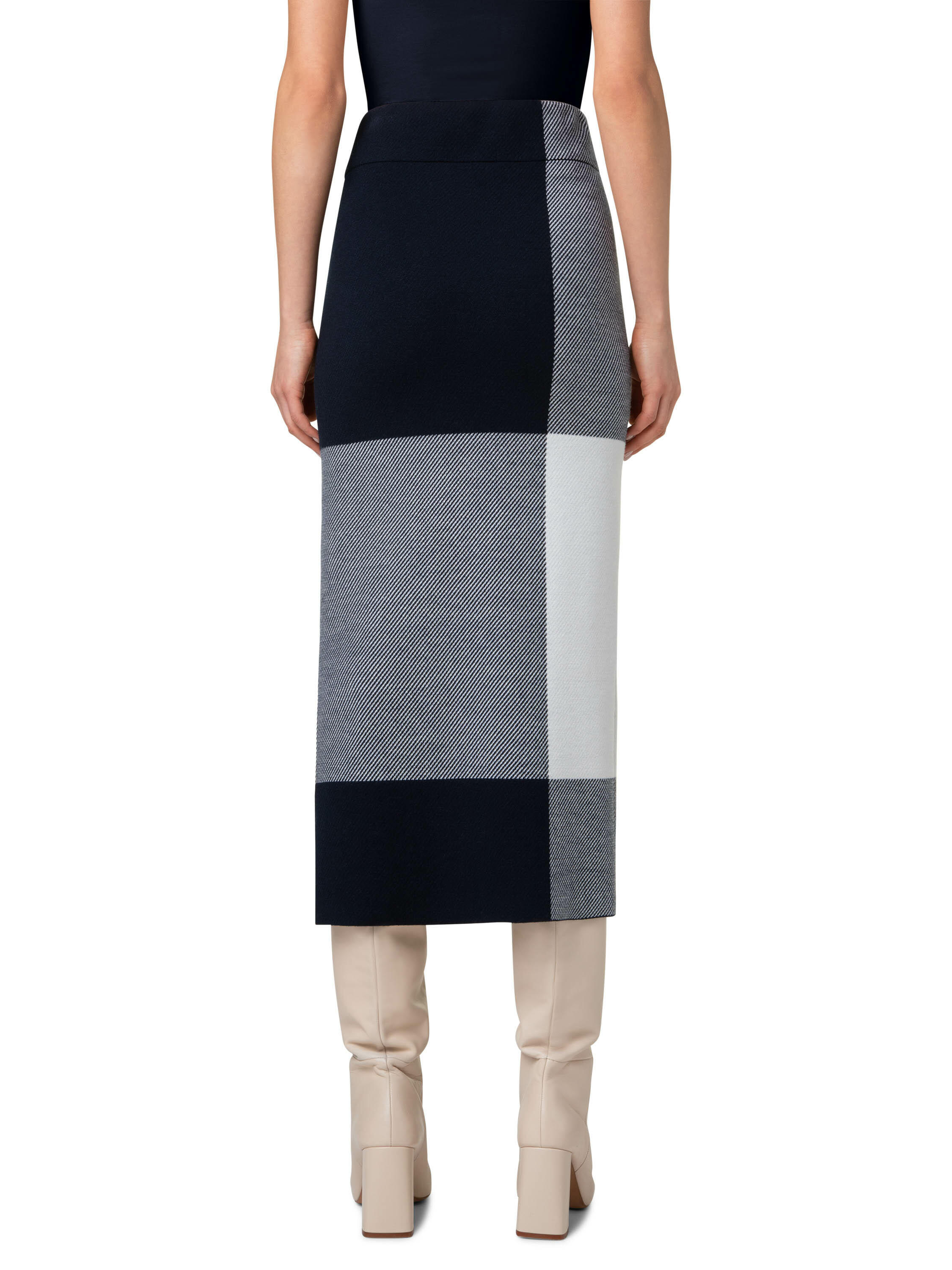 AKRIS PUNTO アクリスプント　黒白　スカート(XL) AKRIS punto アクリス プント ひざ丈スカート 38(M位) 紺 【古着