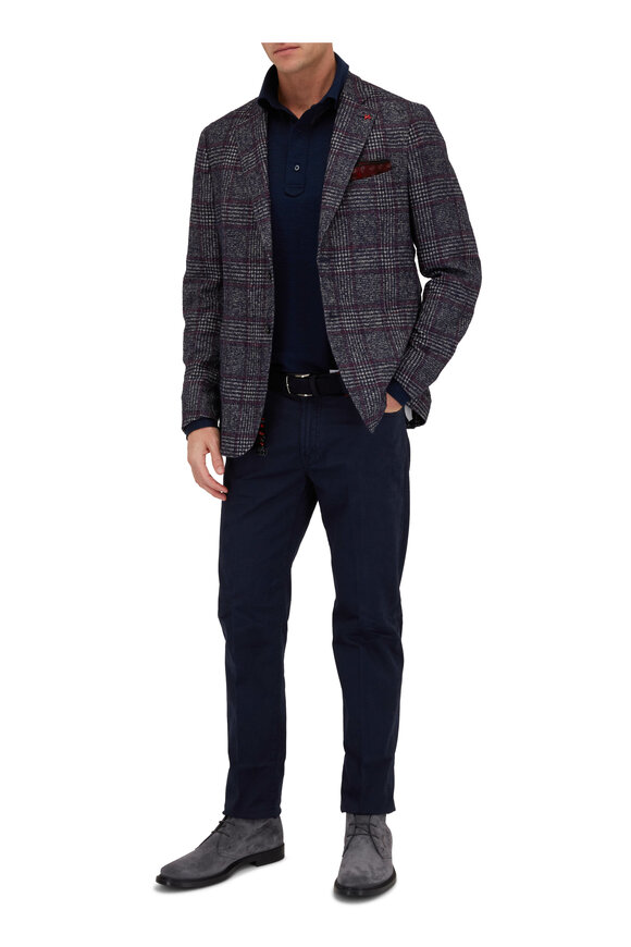 Marco Pescarolo Navy Garment Dyed Satin Finish Five Pocket Pants - view 2