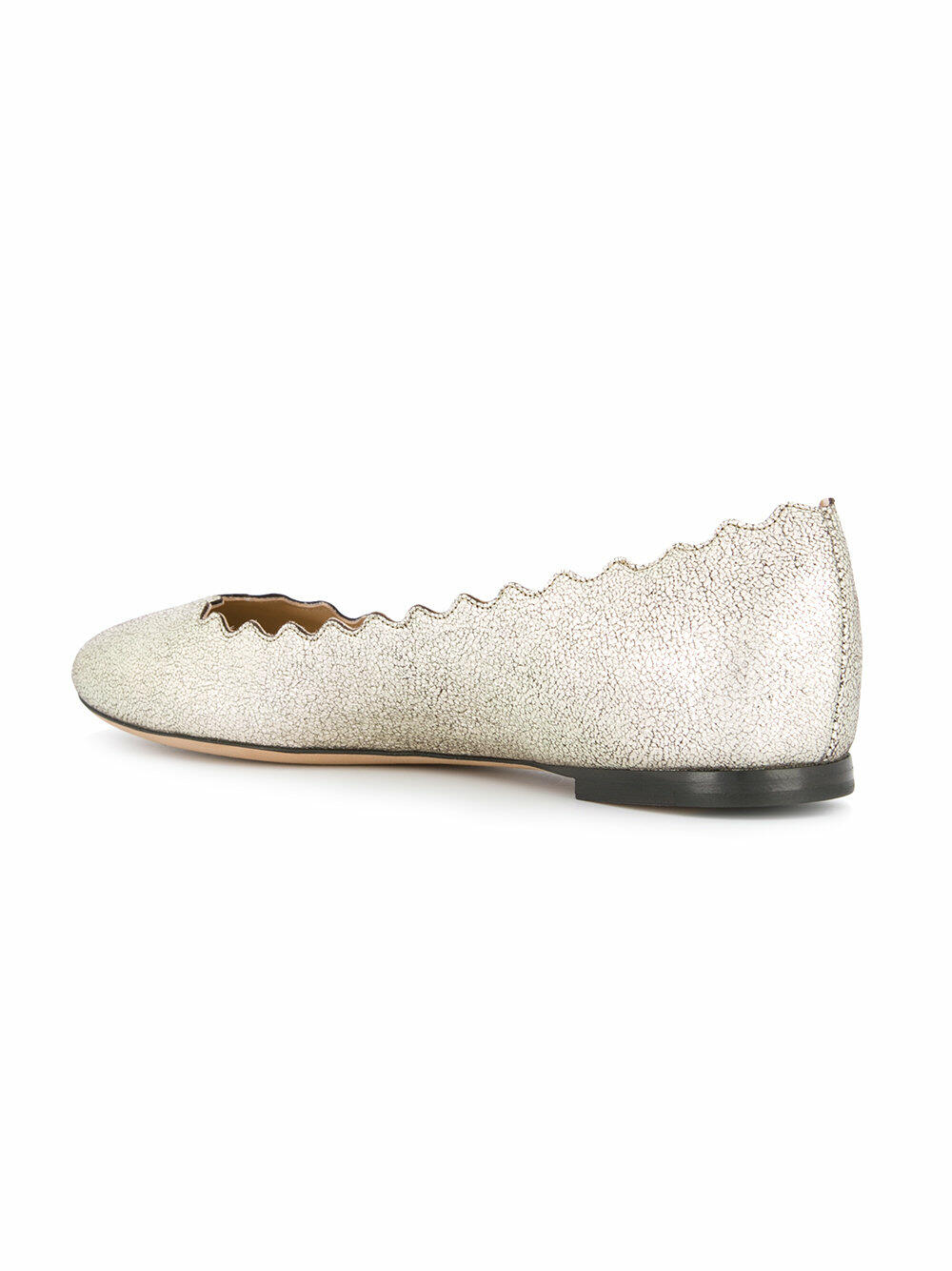 Chloé - Lauren Sliver Gray Glitter Leather Ballet Flat