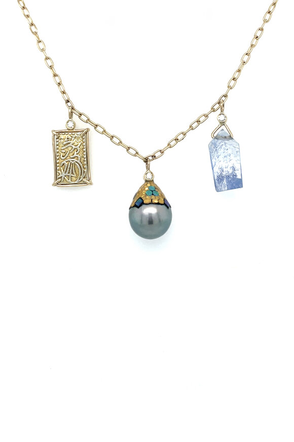 Ellen Hoffman Triple Antique Pendant Charm Necklace