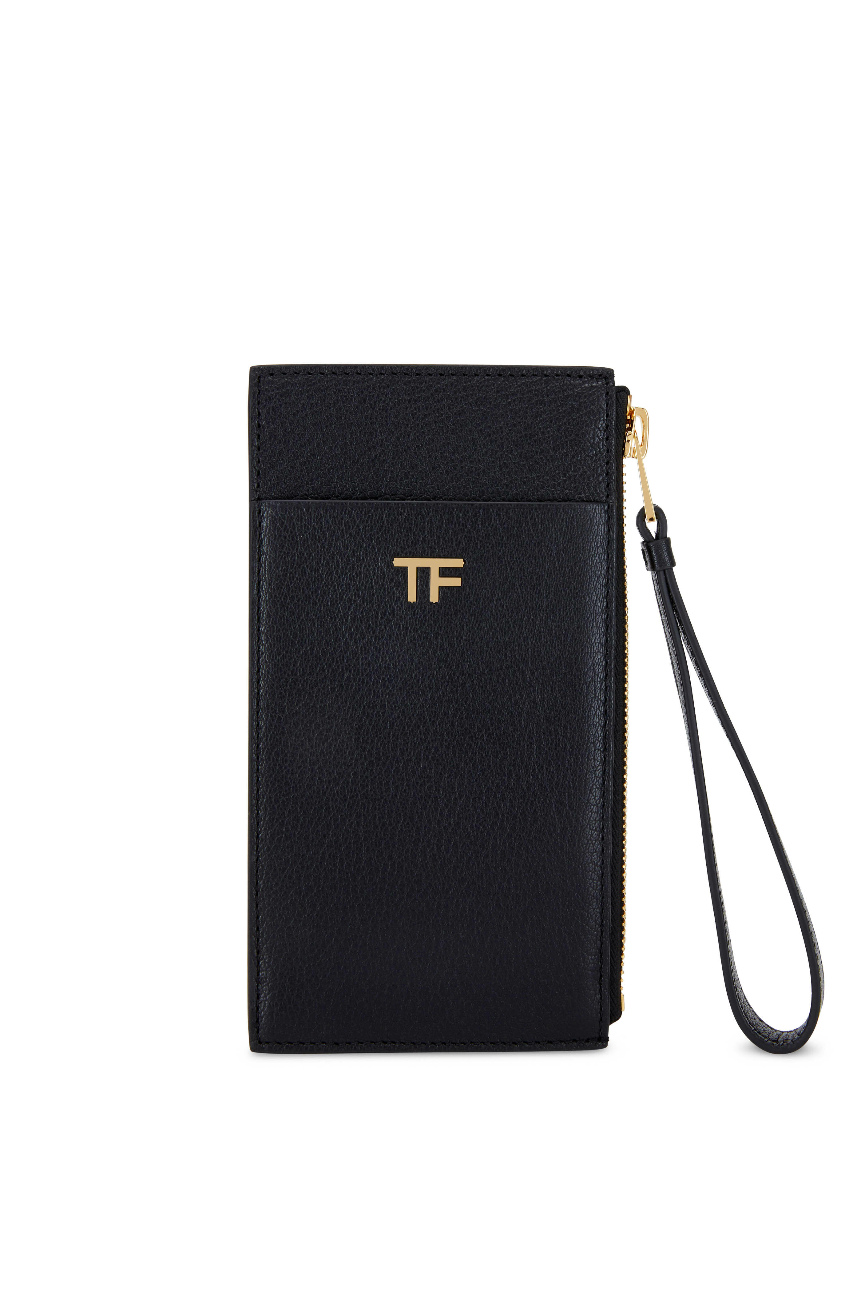 Tom Ford - TF Black Grained Leather Wristlet - view 1