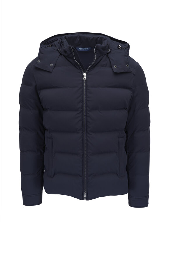 Peter Millar Cortina Navy Blue Quilted Bomber Jacket 