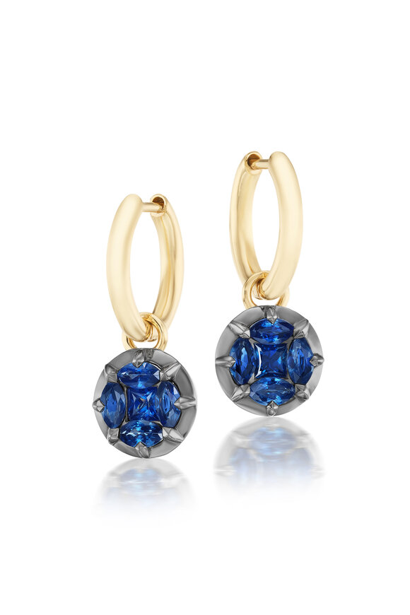 Nam Cho 18k Yellow Gold Blue Sapphire Drop Earring - view 1