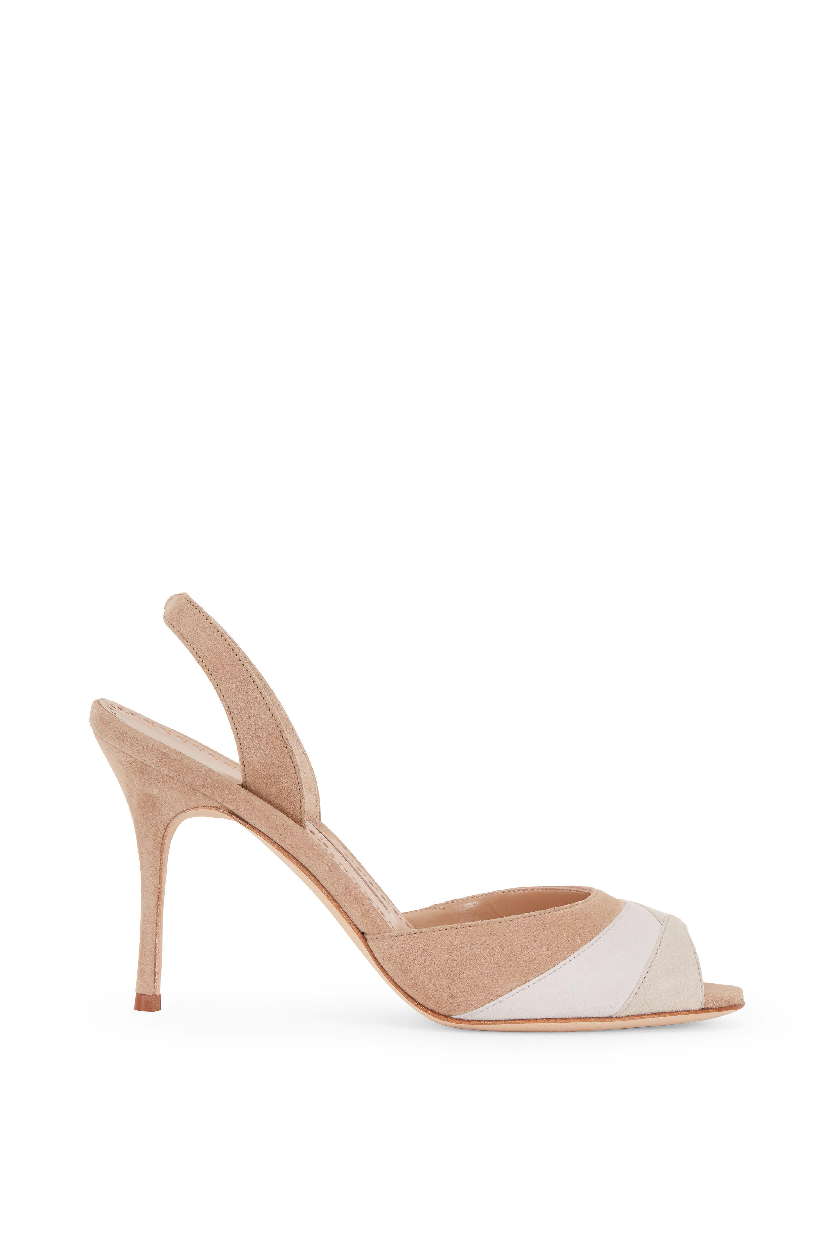 Manolo Blahnik - Meteora Tan & Ivory & Beige Suede Slingback, 90mm