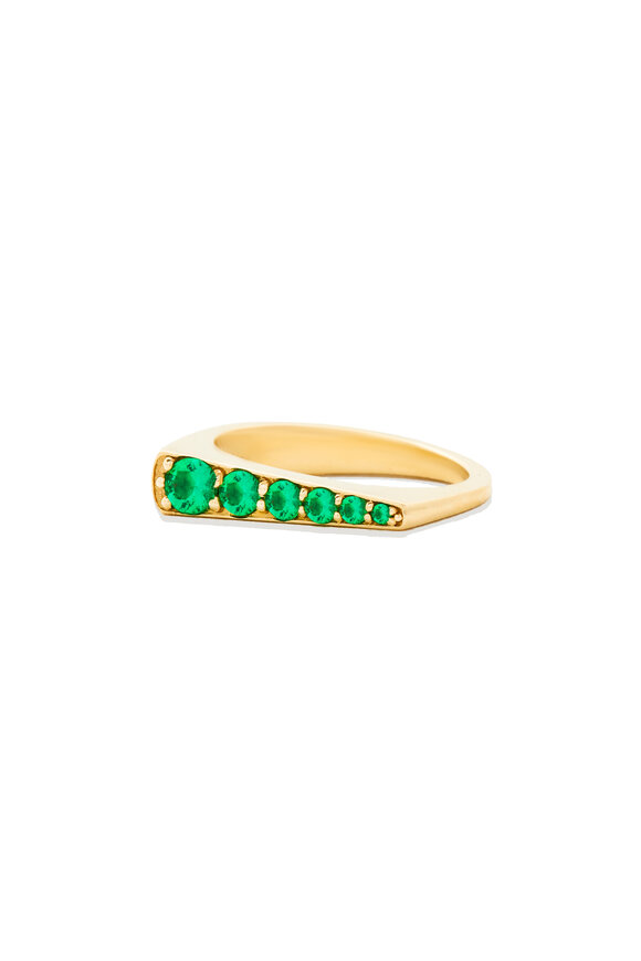 Campbell + Charlotte - Edge Tapered Emerald Stacking Ring