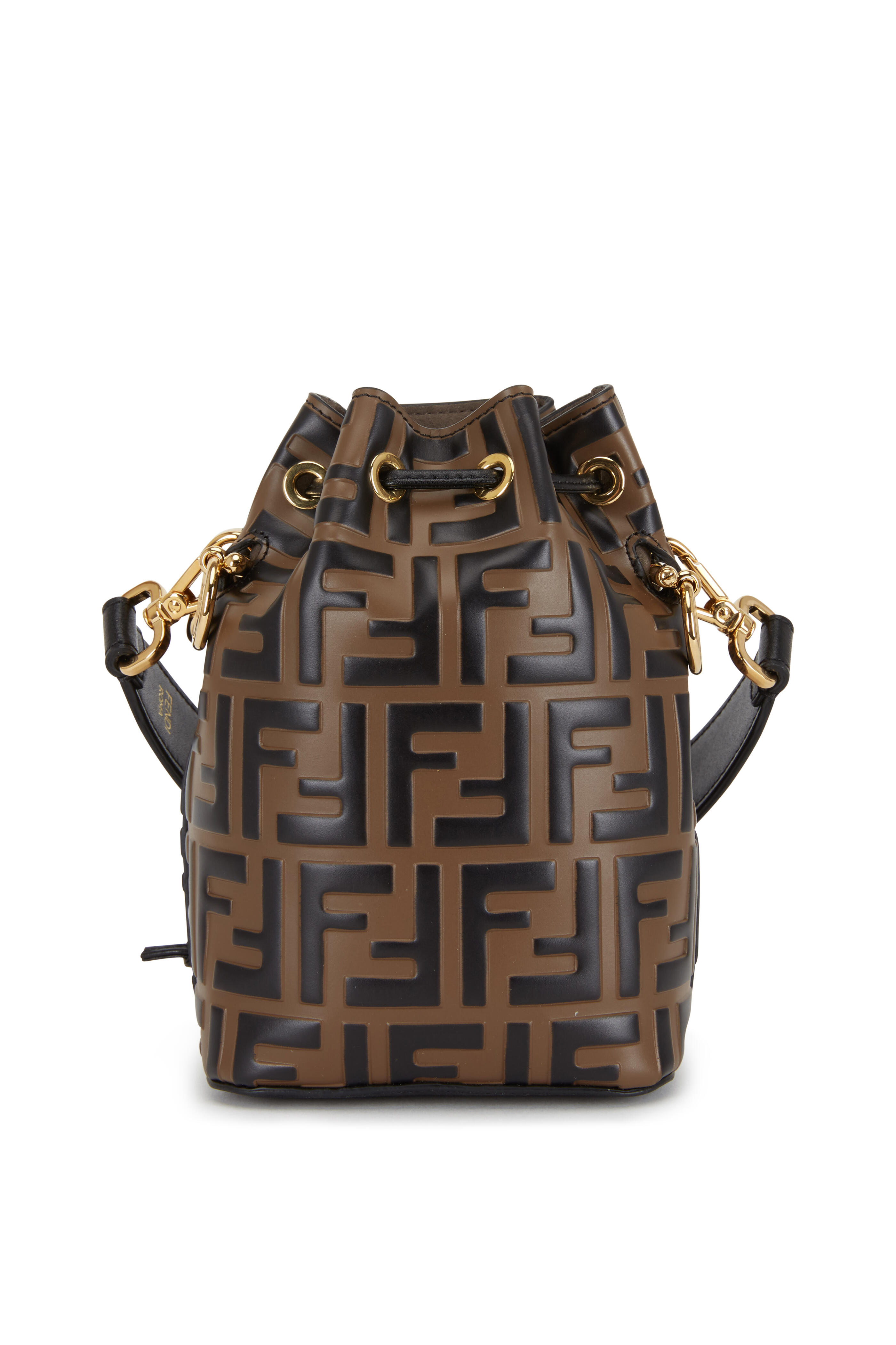 Fendi Taupe Leather Mini Mon Tresor Drawstring Bucket Bag Fendi