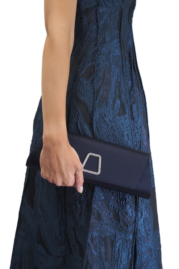 Akris - Small Anouk Navy Satin Chain Clutch