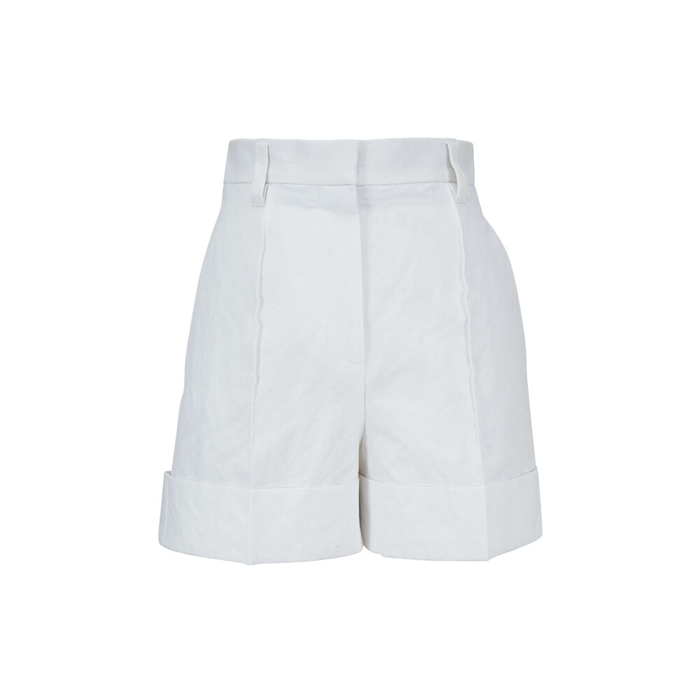 Brunello Cucinelli - White Stretch Cotton Cuffed Short