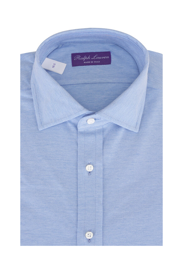 Ralph Lauren Purple Label Blue Stretch Cotton Dress Shirt