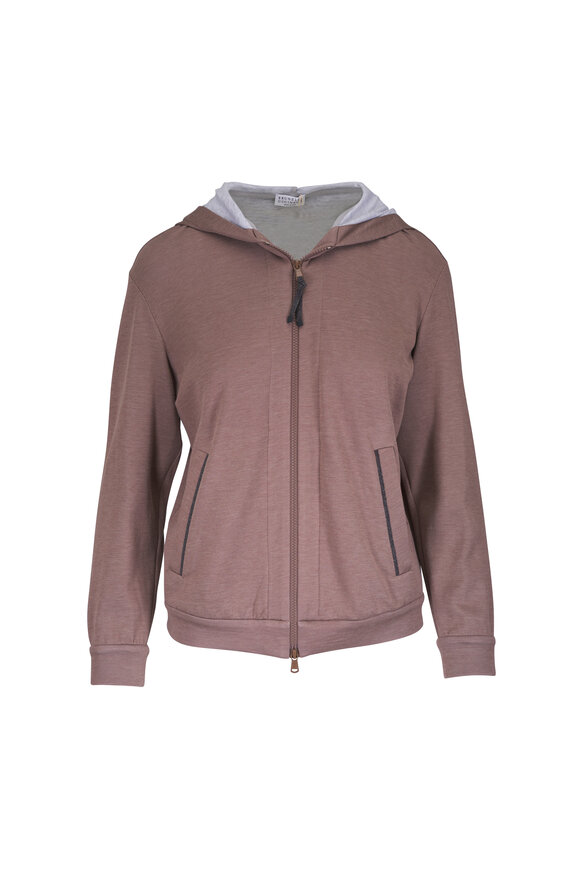 Brunello Cucinelli Mocha Zip Spa Hoodie - view 1