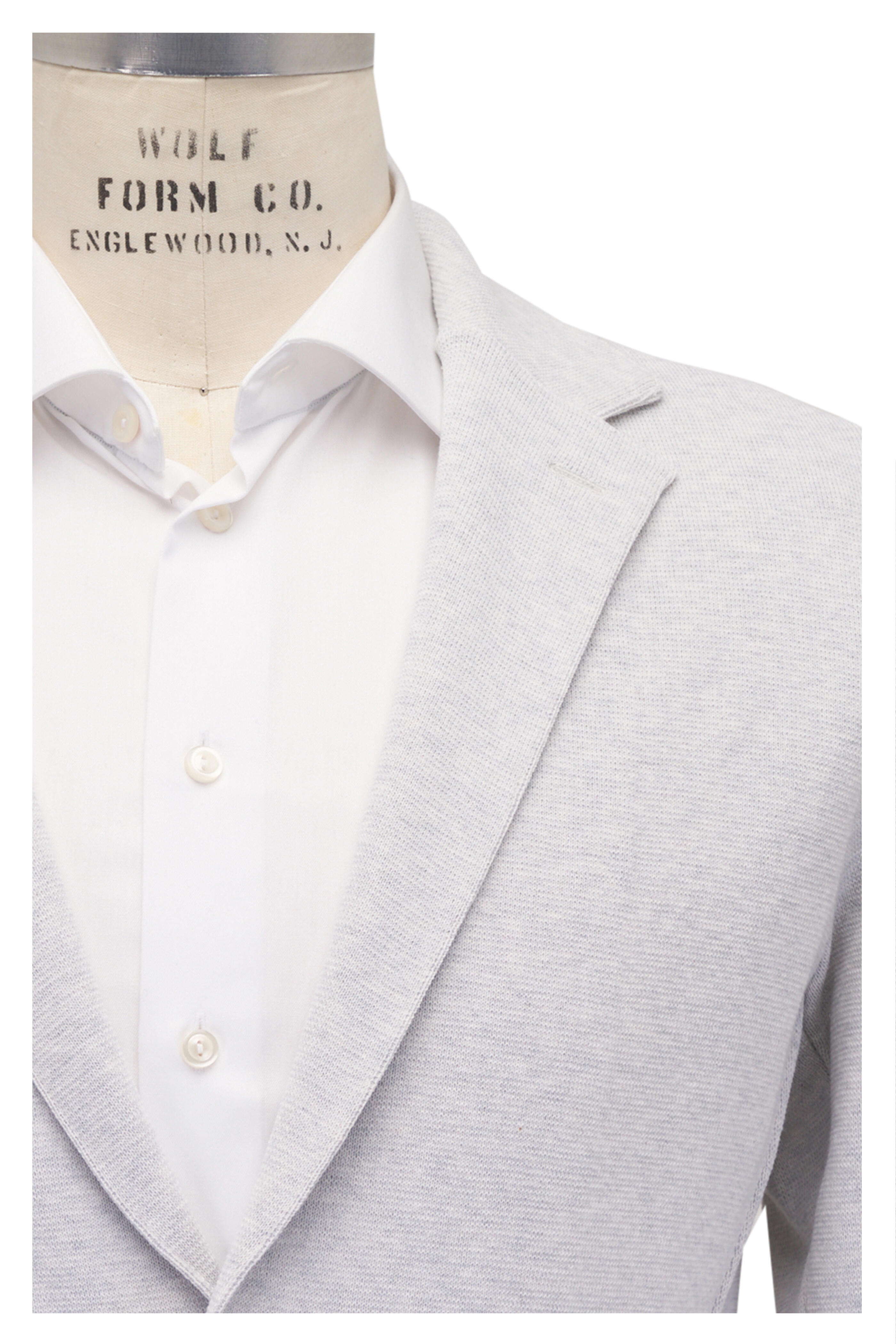 Patrick Assaraf - Glacier Gray Cotton Knit Two Button Blazer