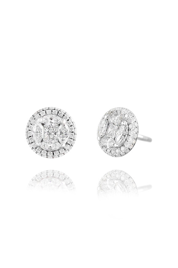 Nam Cho Round Pave Stud Earrings