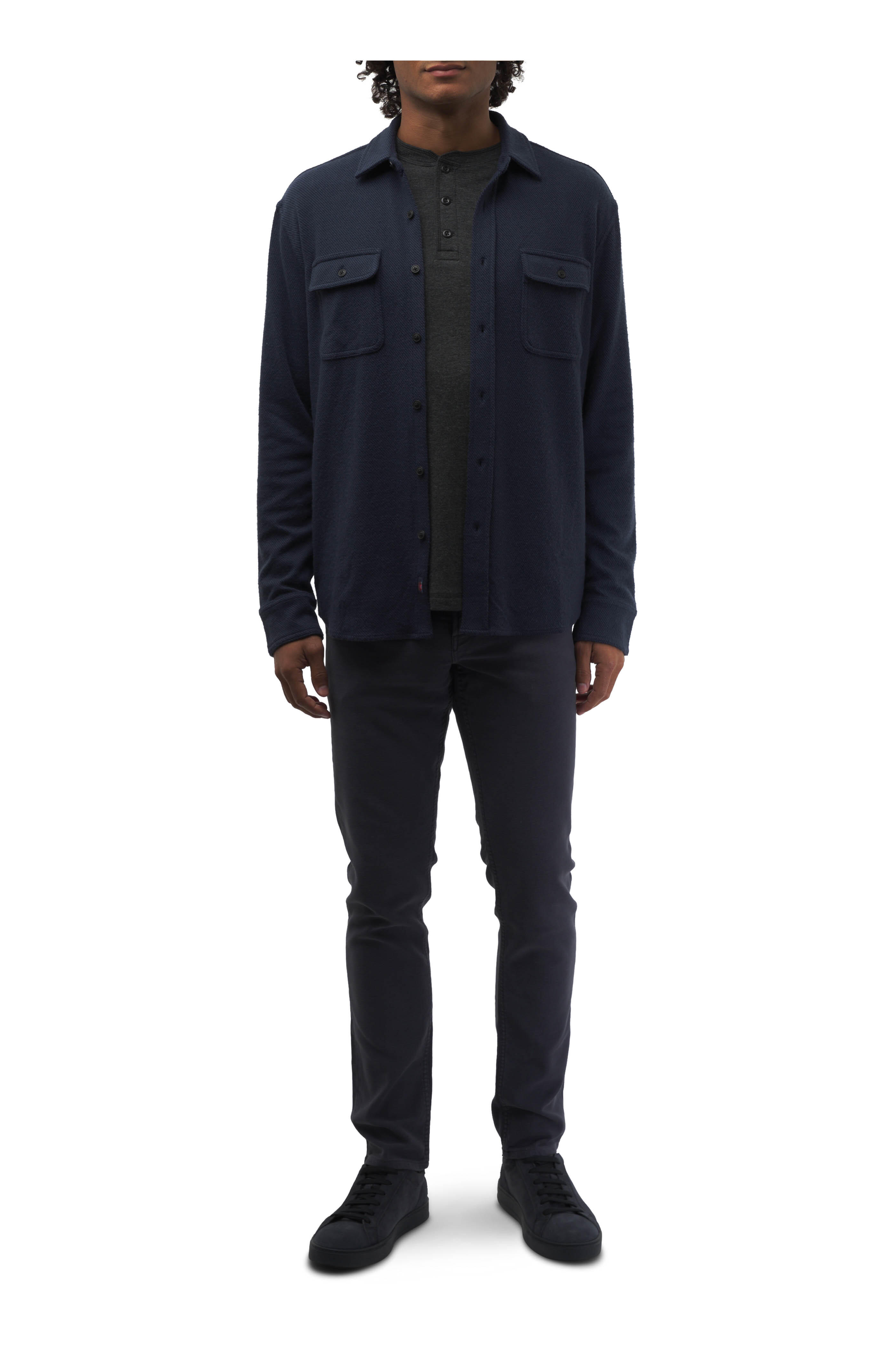 Faherty Brand - Cloud Charcoal Gray Cotton Henley