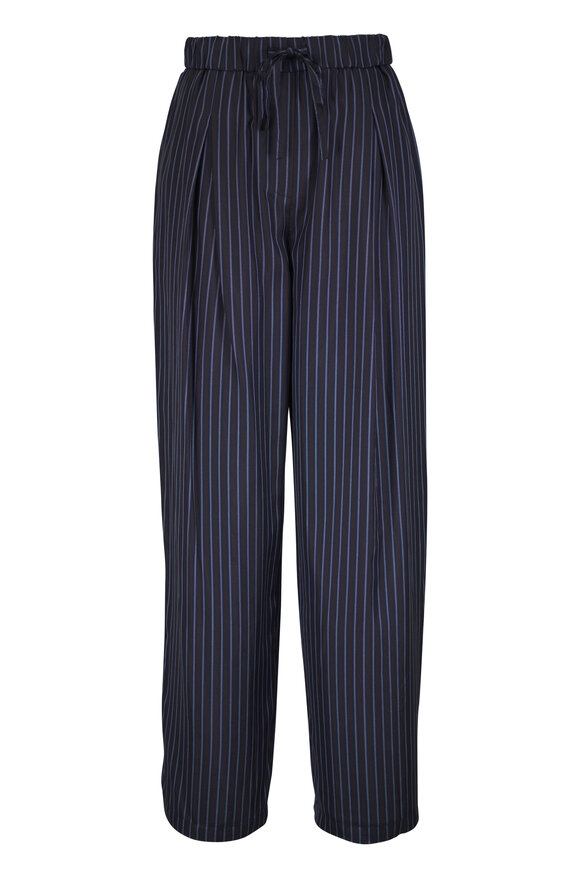TWP Blue & Brown Stripe Silk PJ Pant - view 1