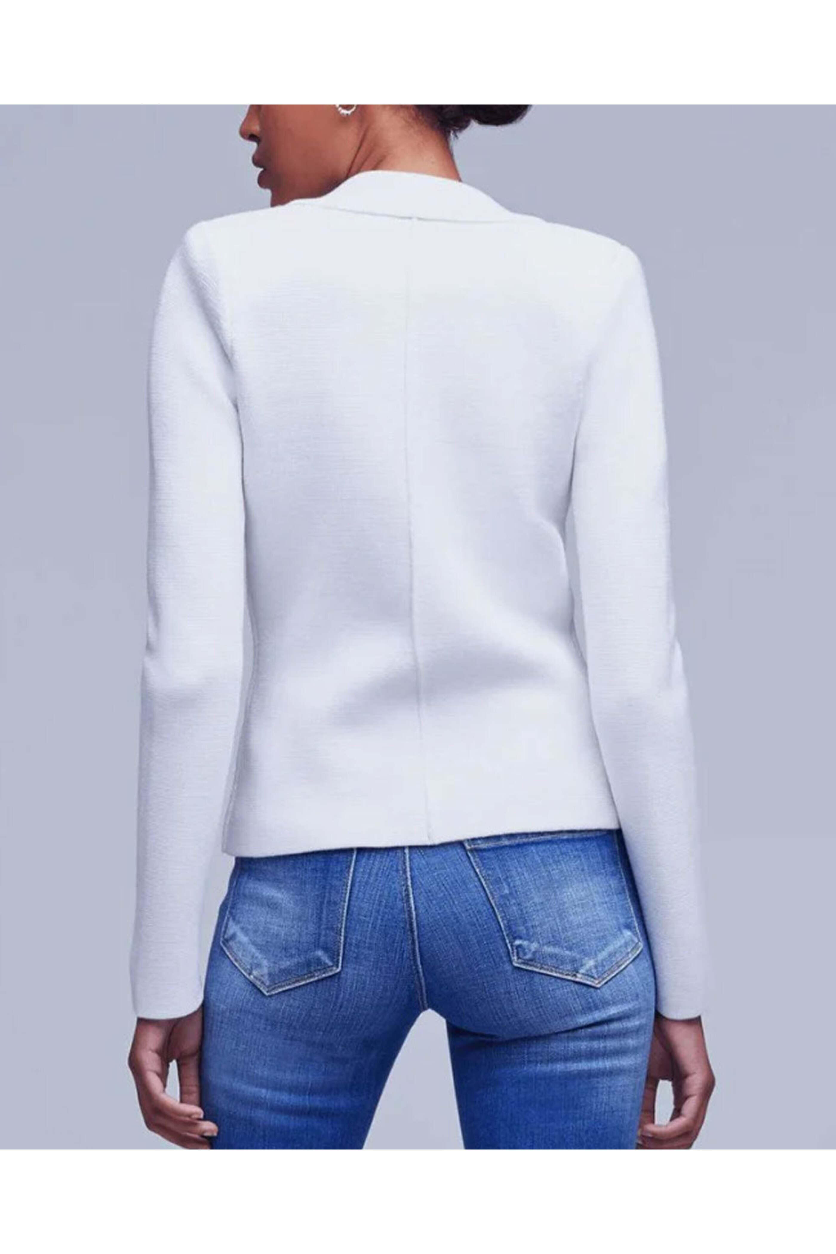 L'Agence - White Sofia Knit Blazer