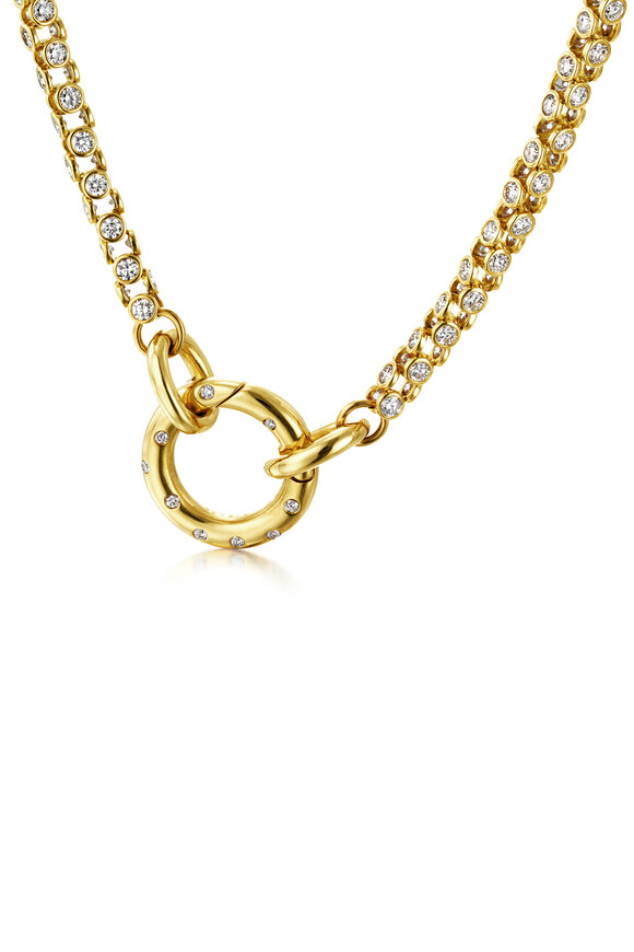 Oscar Heyman Gold Round Diamond Watch Necklace